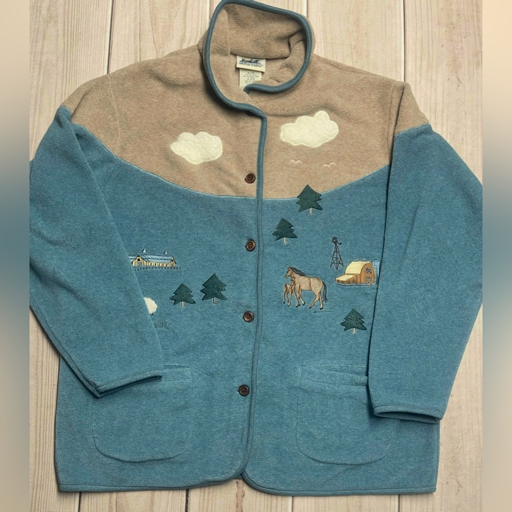 Vintage Northern Reflections Women’s Size XL Fleece Button Front Farm Horse Barn